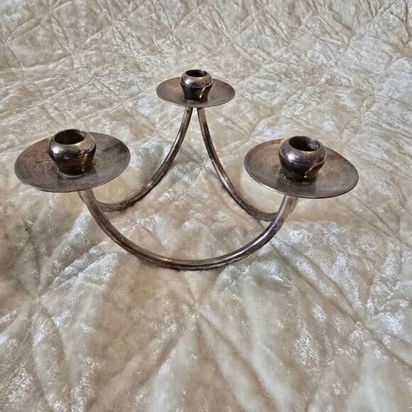 Ben Denmark Mid Century Silver Plate Candelabra Modern Candle Holder - Picture 3 of 9